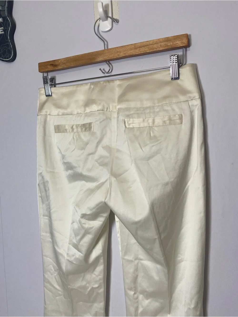Vintage Bebe Low waist Pants Size 4 Off-white/cream Bootcut Silk Trouser US
